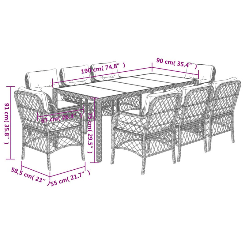  Garden Dining Set Grey