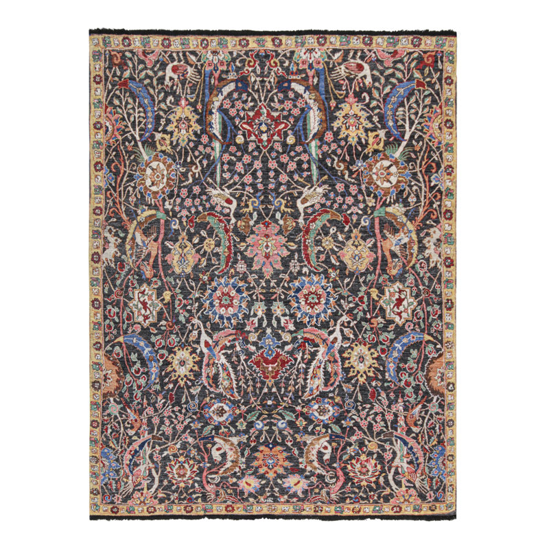 Rug & Kilim’S -Style Rug In Gray With Vibrant Floral Patterns, Runner 3' x 14'