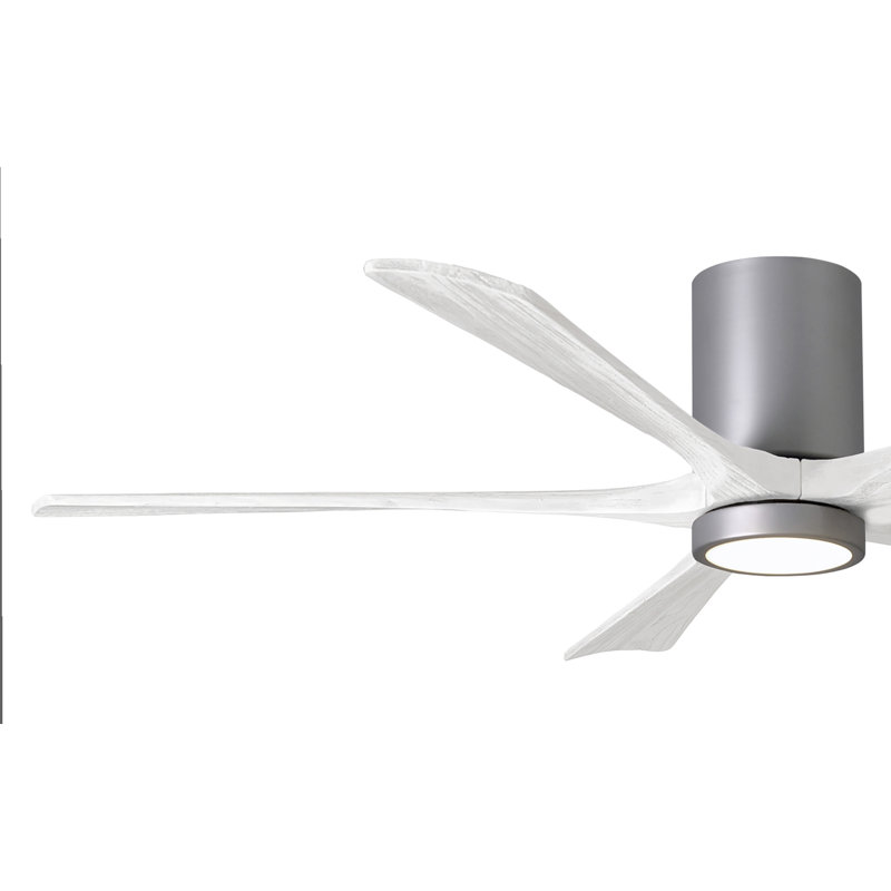 Irene Flushmount Light Kit 5 Blade LED Ceiling Fan, Brushed Nickel, Matte White, 60"