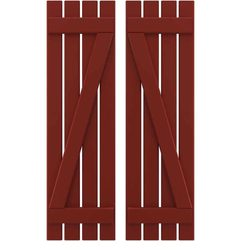 Volets de planche-n-lattes avec barre en Z (par paire) Americraft (2 lattes), Poivre rouge, 15 1/2", 35"