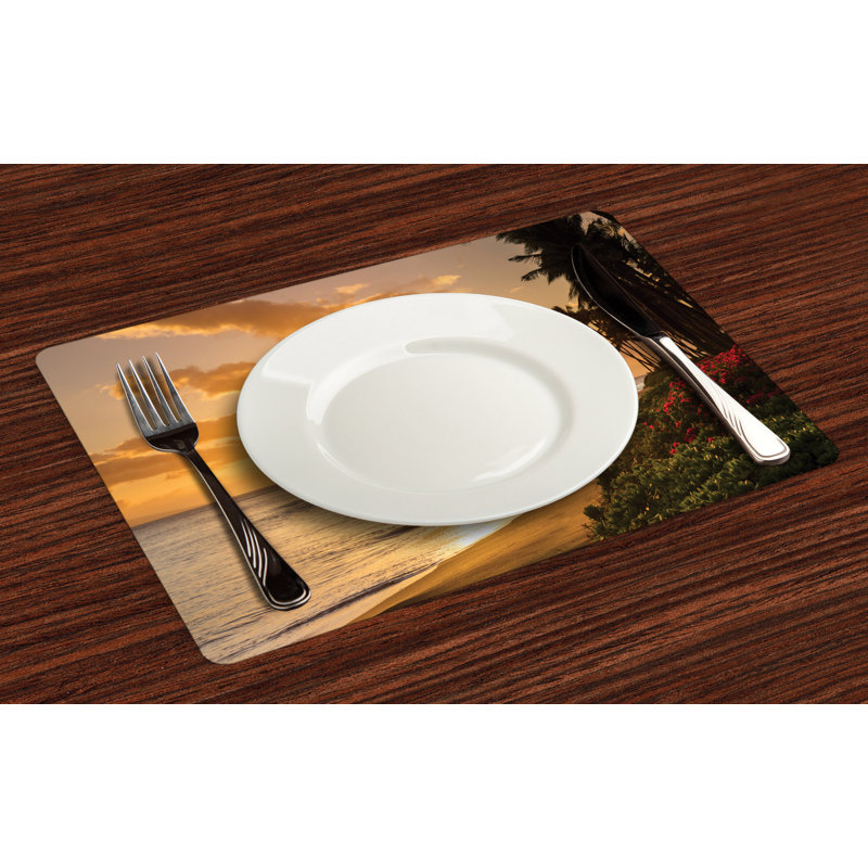 Delay Tropical Sunset on Sands Beach Placemat