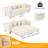 89" Velvet Upholstered Chesterfield Sofa King-Size Pull-Out Sofa Bed, Convertible Sleeper Couch with 4 Pillows, Beige ﻿ ﻿-1286445397