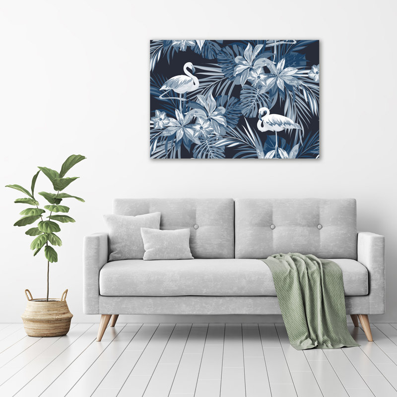 Flamingos And Plants - Wrapped Canvas Print
