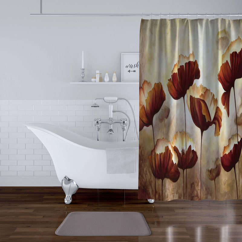 Rideau de douche simple à motif floral Betsayda, H 90 po x l 70 po