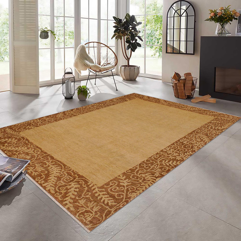 Tapis oriental rouge / brun en laine noué à la main 8 pi 10 po x 11 pi 10 po Oriental