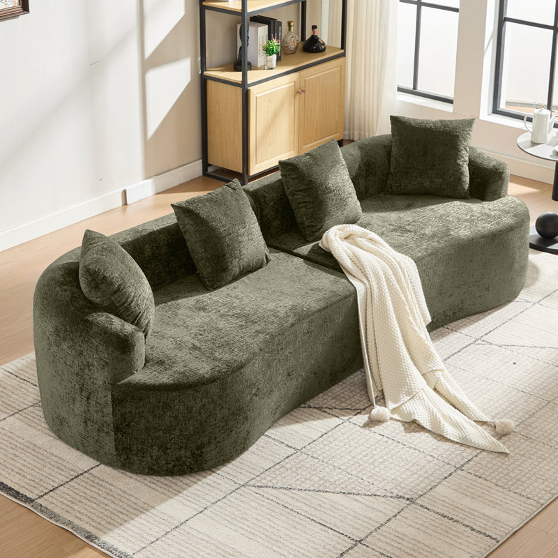 Causeuse incurvée en chenille avec mousse à mémoire de forme - aucun assemblage requis, Vert