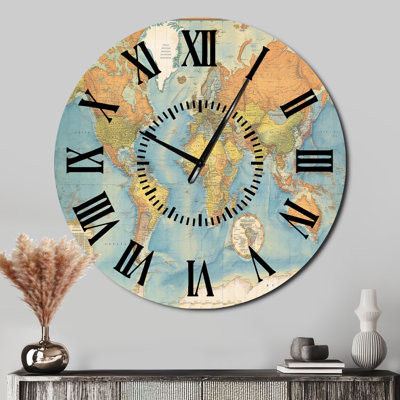 Horloge murale rétro «World Map I»