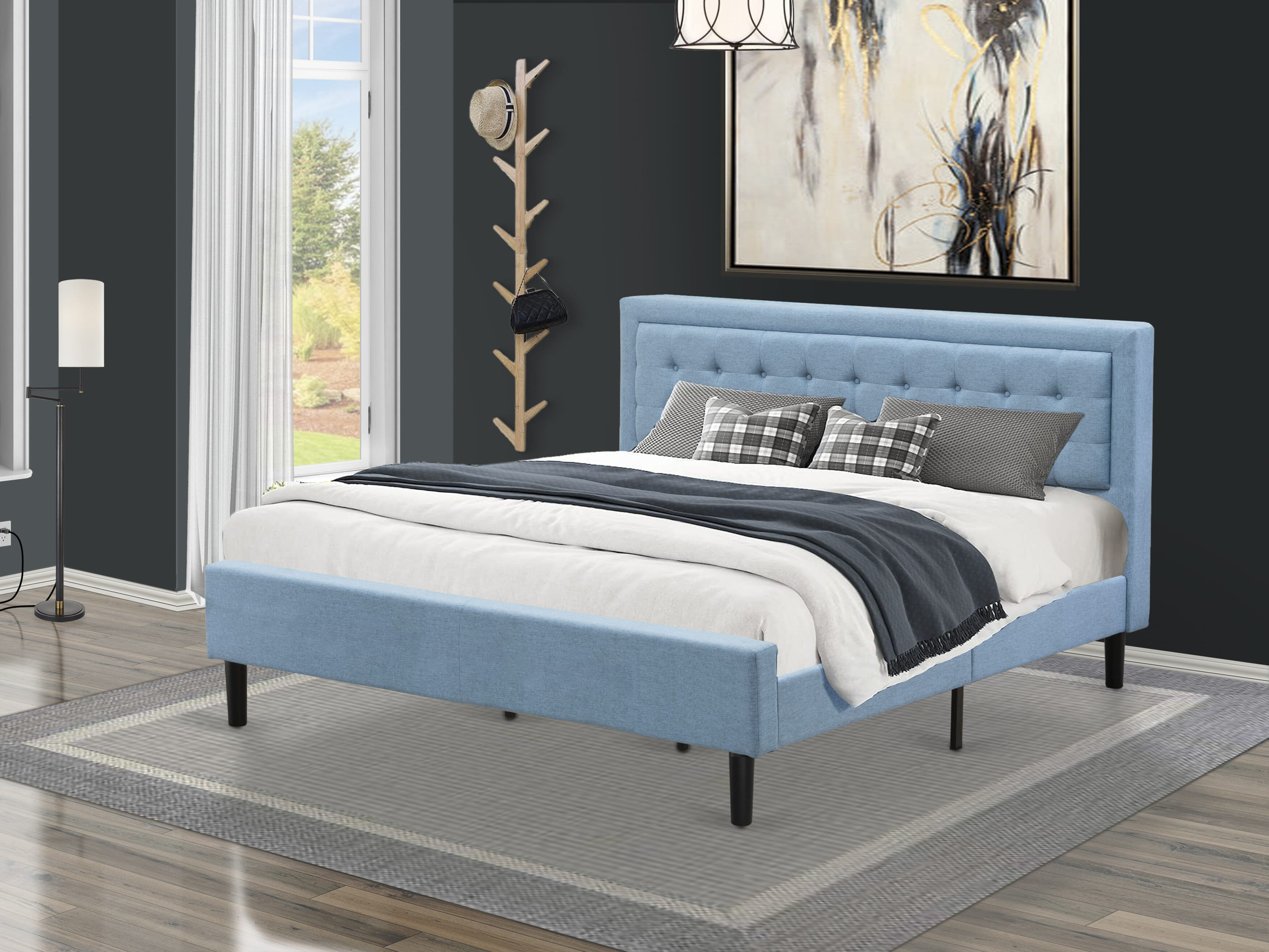 cheap upholstered panel bed queen faux vegan leather fabric in grey simple  affordable bedroom furniture for sale online | Interior Design Ideas