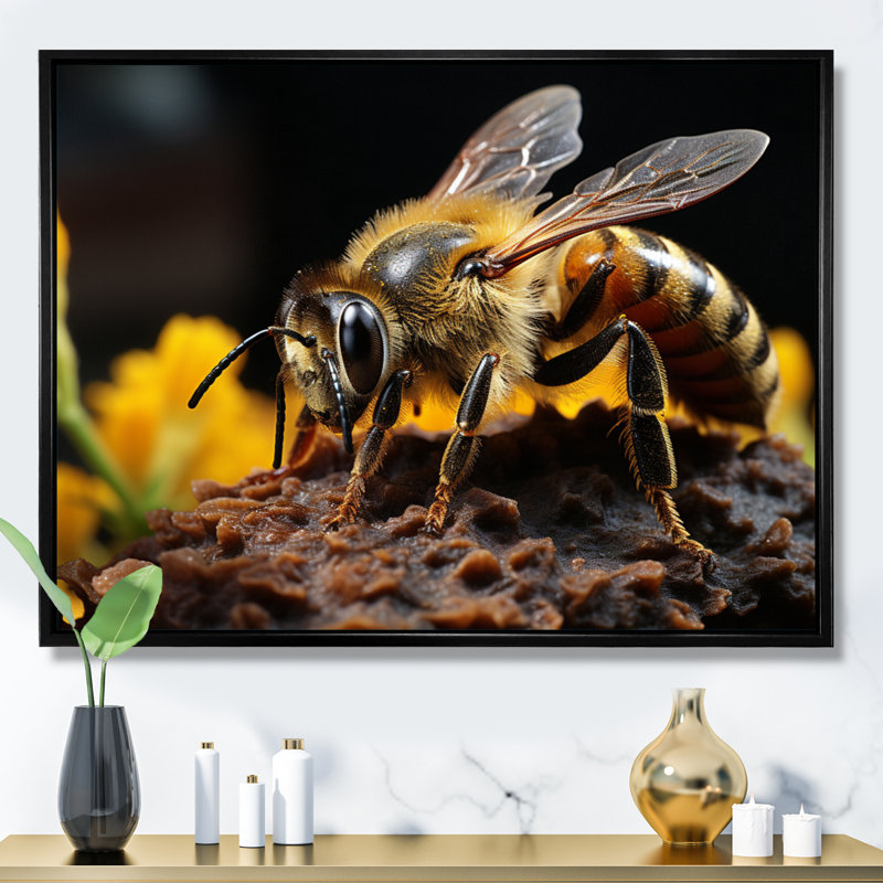 " Bee Portrait I ", Black Picture Framed, 30" H x 40" W x 1.5" D
