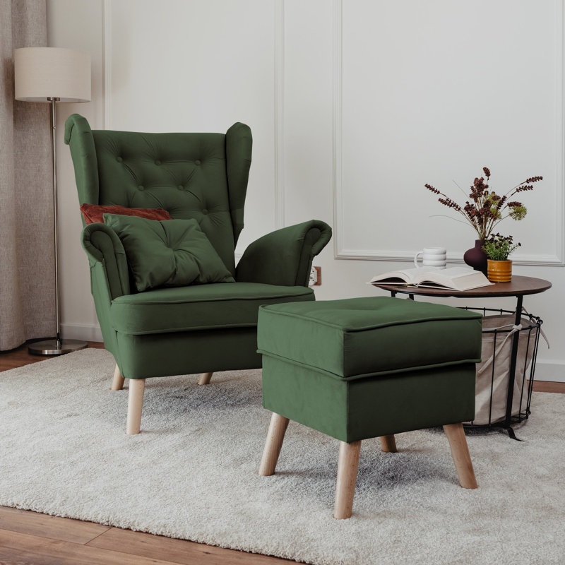 Upholstered Armchair, Green