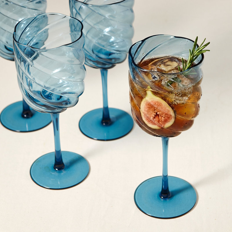 Mikasa Bubble Wine Glass Set of 4, Blue