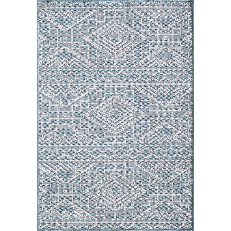 Bethaney Moroccan Indoor / Outdoor Area Rug, Rectangle 3'11" x 2'7", Aqua