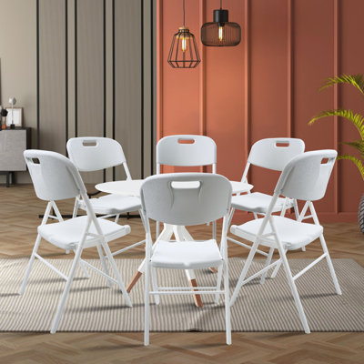 Ensemble de 4 chaises pliantes, capacité de poids de 700 lb, chaises pliantes robustes d'intérieur / extérieur pour restaurants, cuisines, pique-niques, courses, fêtes et mariages. (Blanc, 4)