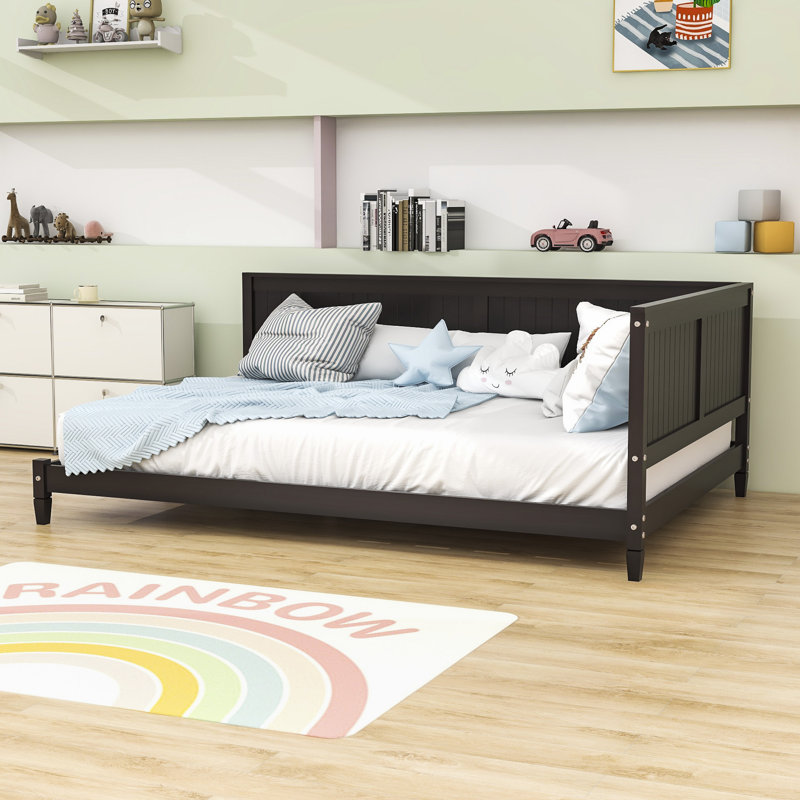 Evelene Wood Daybed with Slats and Legs, Espresso, Full / Double