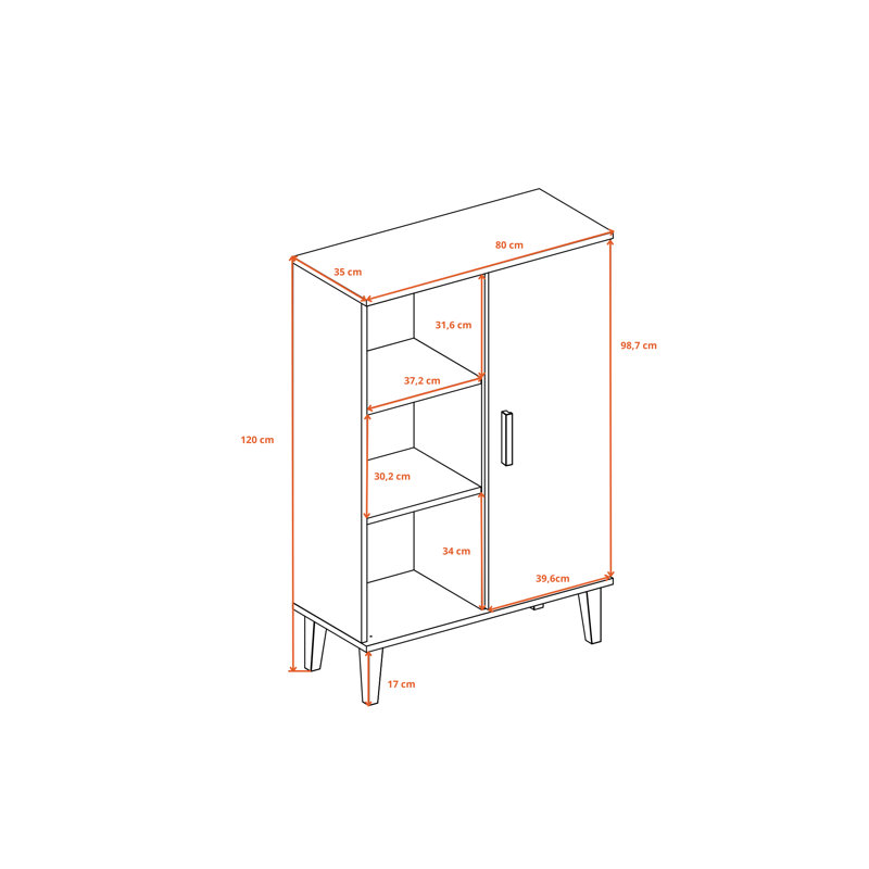Amirah 120cm H x 80cm W Standard Bookcase, White