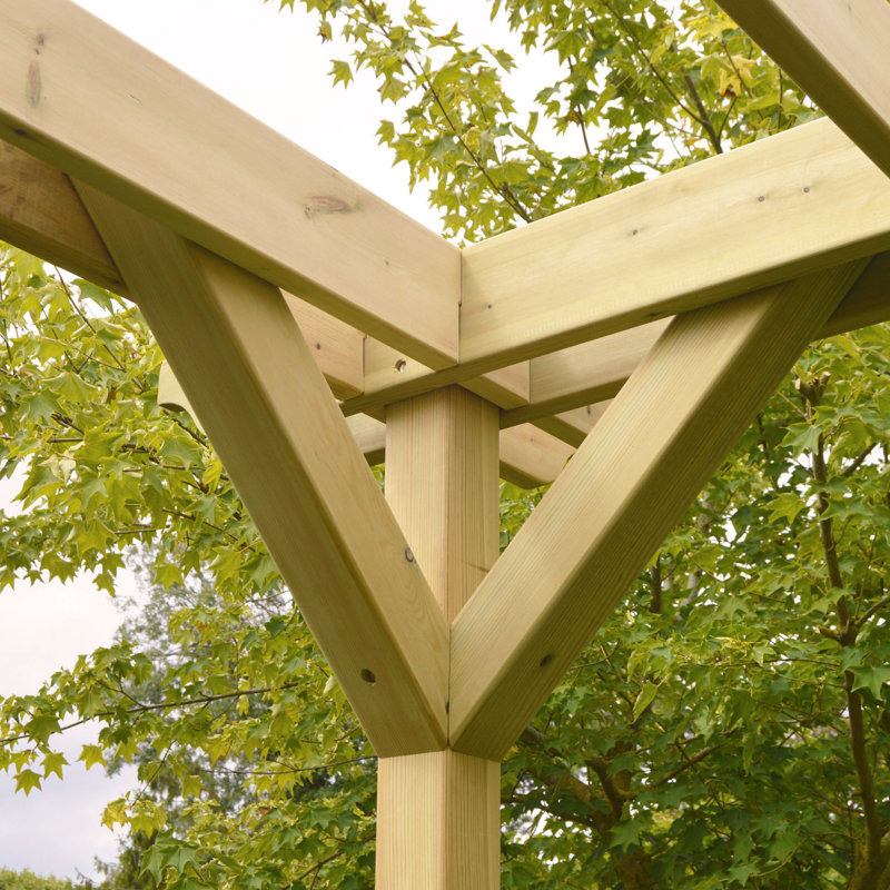 Randi Manufactured Wood Pergola, 270cm H x 420cm W x 420cm D, Light Green