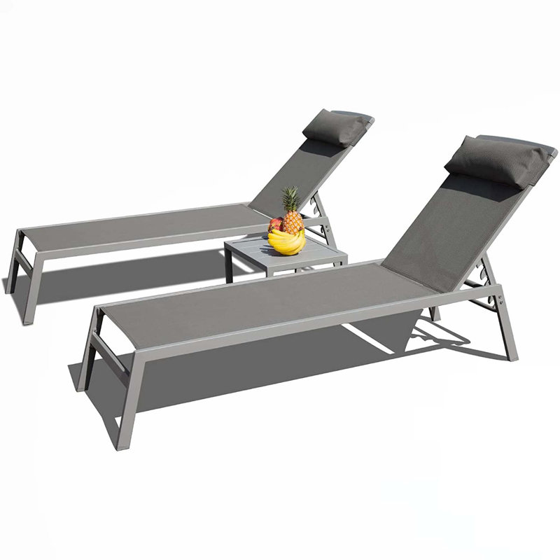 Patio Chaise Lounge Set With Table