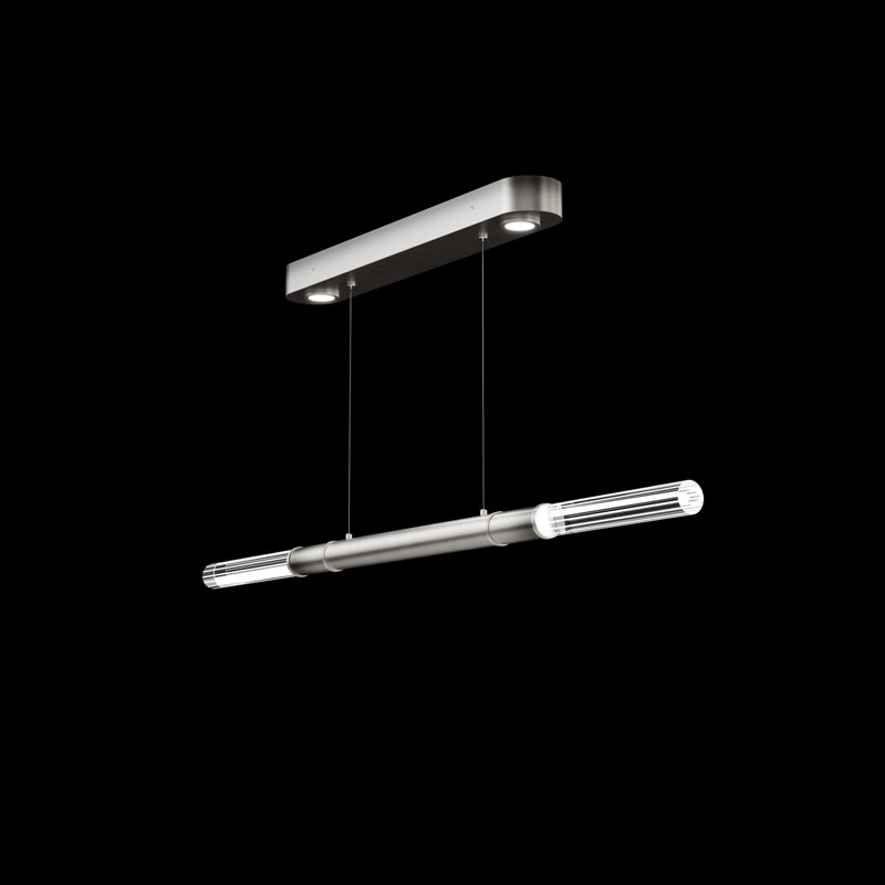 Luminaire suspendu linéaire l 62 po Antonia, Nickel/Argent ombré