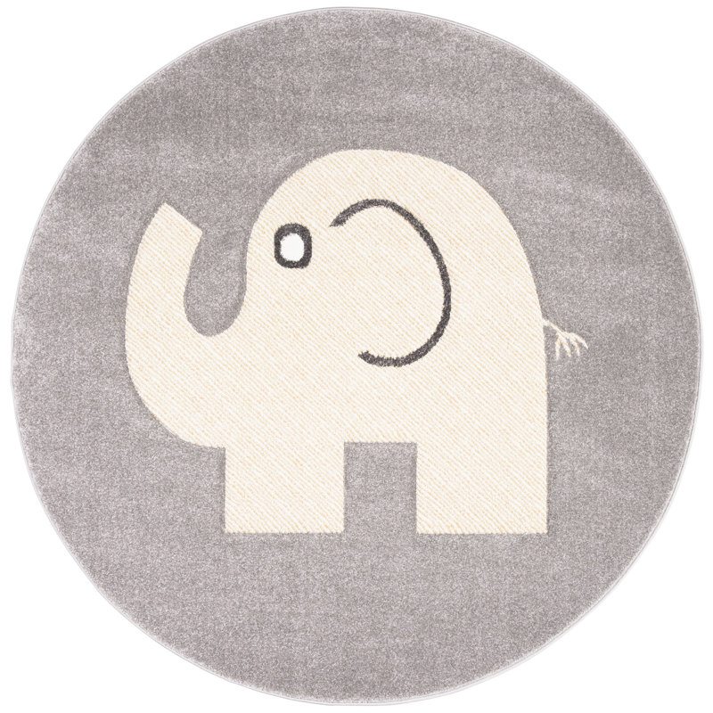 Tapis gris à imprimé animalier Burgan, Rond 5 pi 3 po
