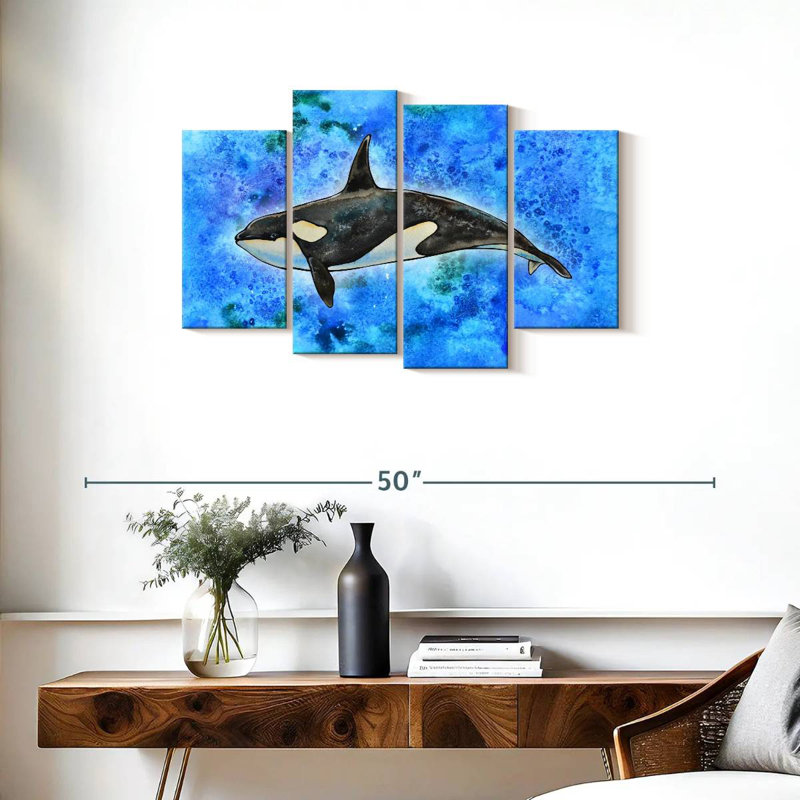 Brampt Orca On Blue, 22" H x 36" W