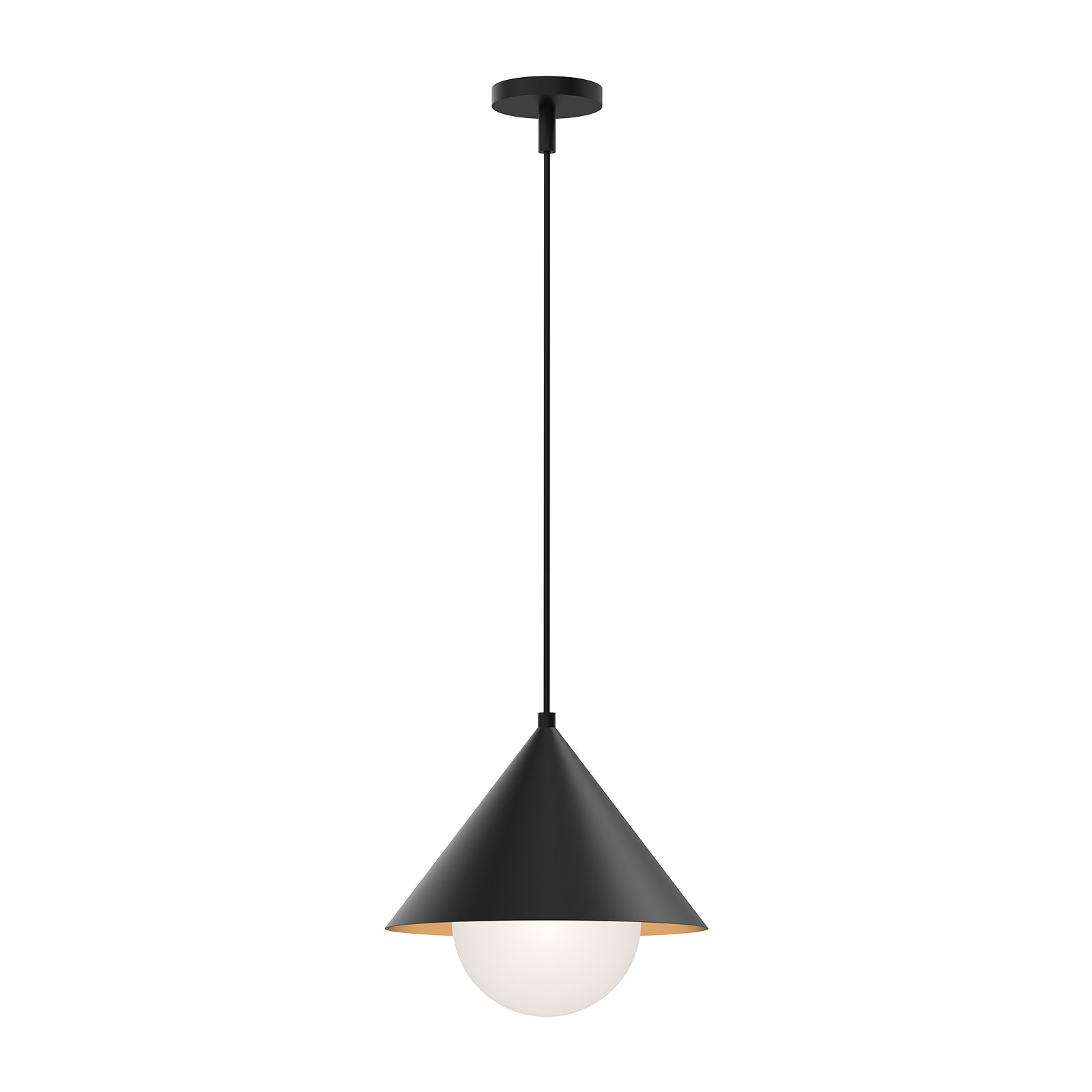 Ireland Single Light Pendant, Matte Black/Opal Glass