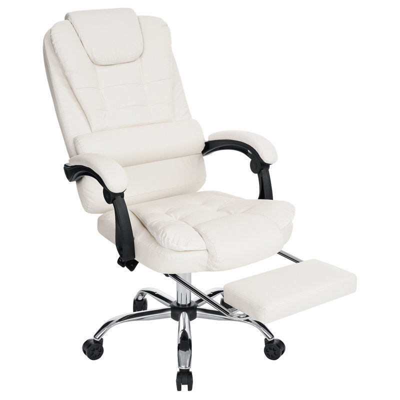 Fauteuil de bureau ergonomique avec repose-pieds Markisha, Blanc