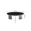 Table basse en chêne noir et panneau de fibres à densité moyenne pour les salons modernes avec plateau rond d'aspect bois et structure en acier