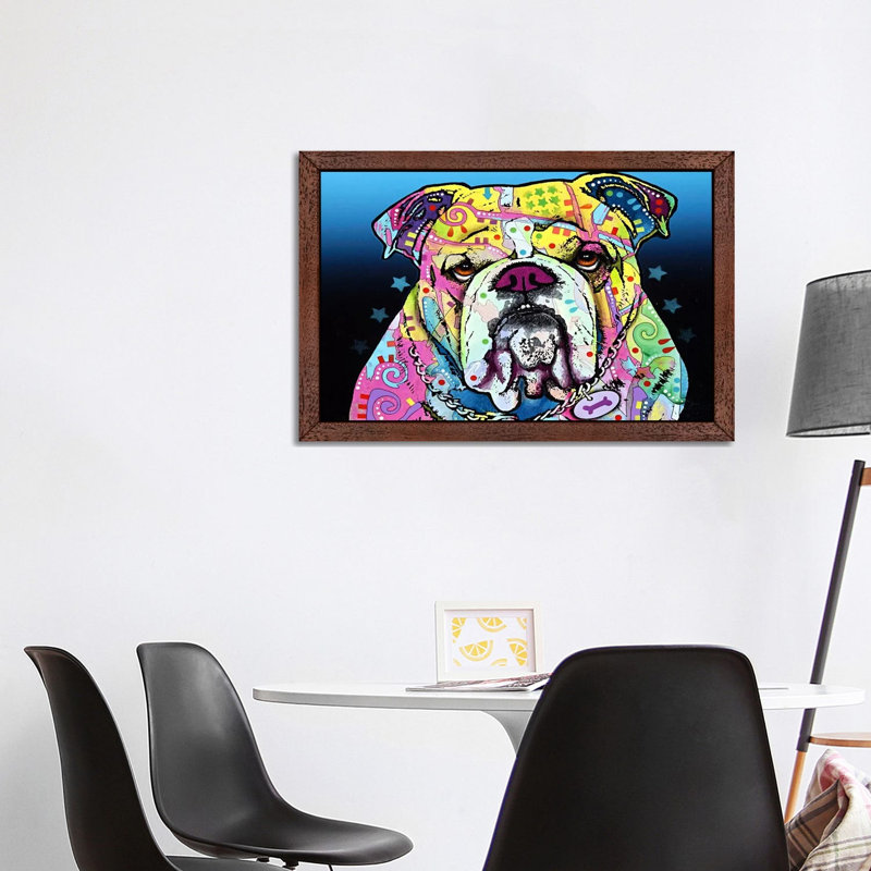 The Bulldog by Dean Russo - Print on Canvas, Brown Framed, 66.04 cm H x 45.72 cm W