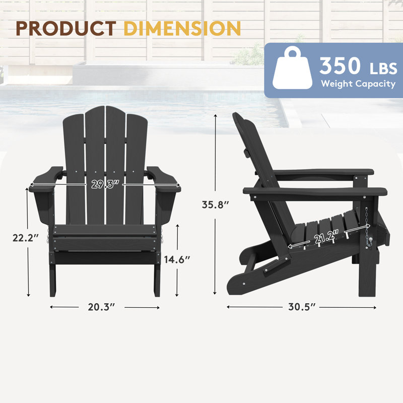 Chaise Adirondack pliante en polyéthylène haute densité Delman, Charcoal Gray