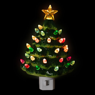 Veilleuse rétro en céramique pour arbre de Noël, 7 po, vert
