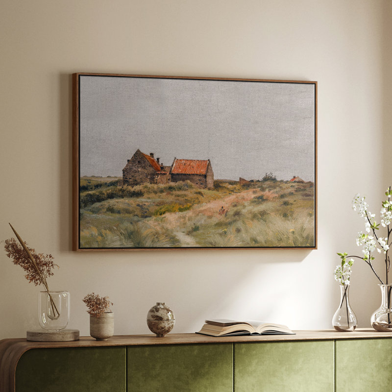 Paysage rétro - MLXX III, Toile encadrée noyer flottant, H 17 po x l 25 po x P 2 po