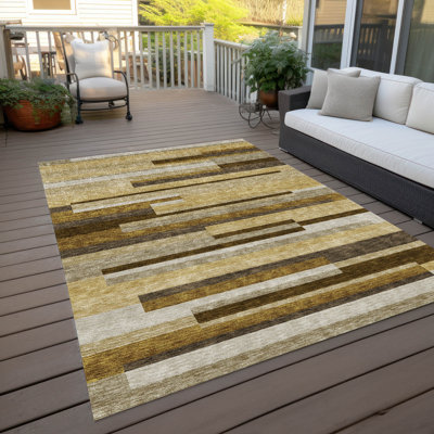 Malchow Washable Striped Indoor / Outdoor Rug