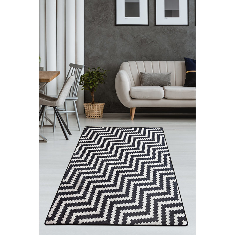 Tapis d'entrée durable - 3,3 x 6,6 pieds, noir et blanc | 100% polyester, épaisseur totale: 0,4 po | Antibactérien, antidérapant, dessous lavable à la machine | Parfait pour les endroits très passants, facile à nettoyer et à entretenir