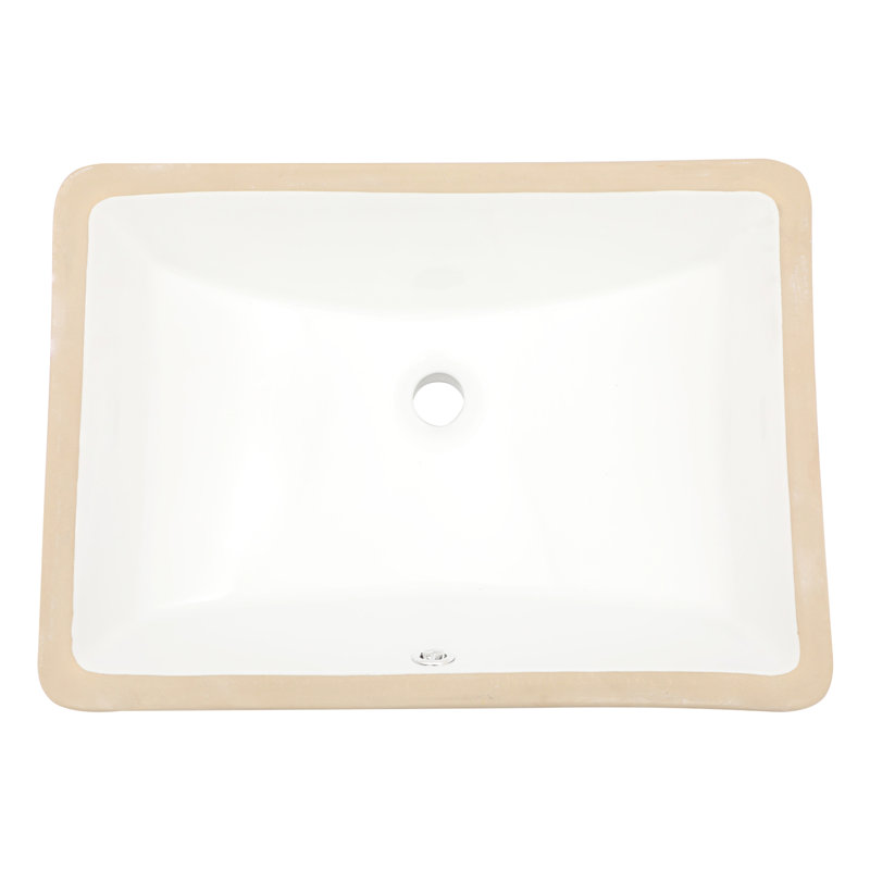 White Undermount Bathroom Sink 21.5"X15" Ceramic With Overflow - Contemporary Sleek Appearance, Stain , For Different Settings Modern Design, Suits Multiple Environments