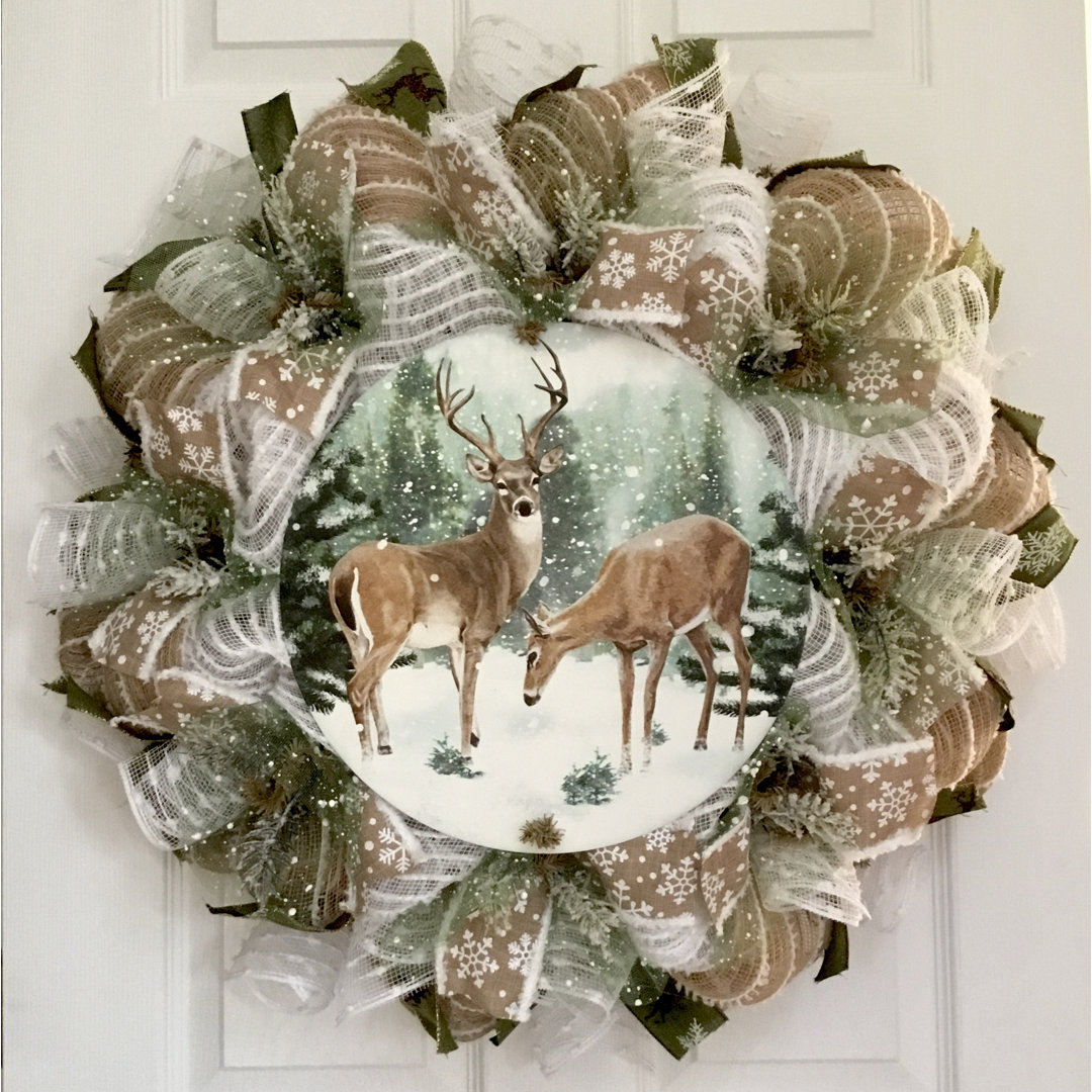 Winter Wreath with Deer Gathering The Holiday Aisle®