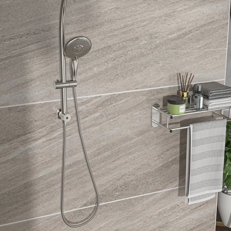 5" Dual Shower Head In Brushed Nickel With Adjustable Slide Bar - 5 Ways To Customize And Bath Experience Multi Function Settings For Comfortable Showering