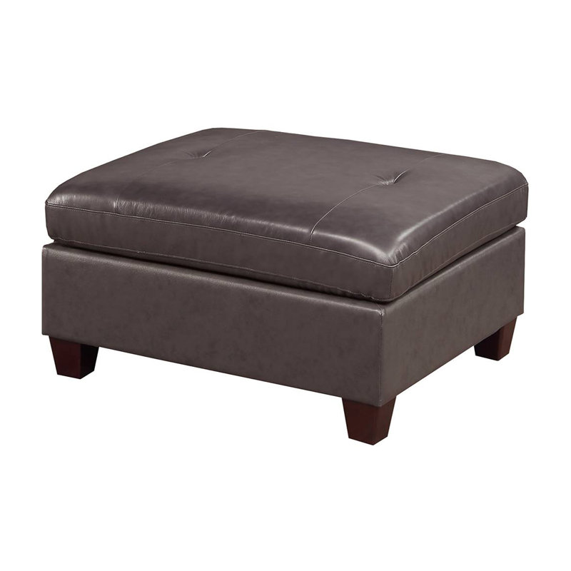Repose-pieds en cuir véritable Abrahamsville, Brun