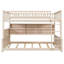 Lit double superposé au-dessus de grand lit double avec tablettes intégrées, lumières à changement de couleur et panneau perforé, beige
