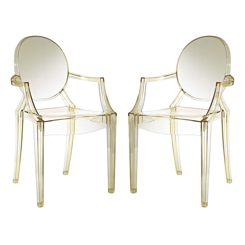  King Louis Back Stacking Side Chair, Yellow, 2