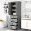 Armoire de salle de bain autoportante avec 4 tiroirs et tablettes réglables-624235412