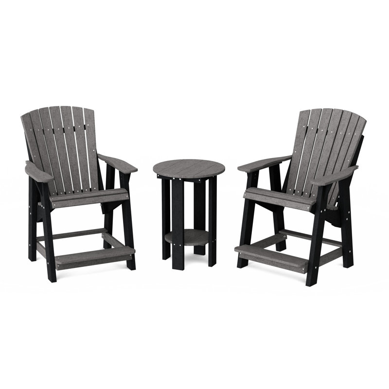 Chaises hautes Adirondack avec table Heritage, Gris foncé / Noir