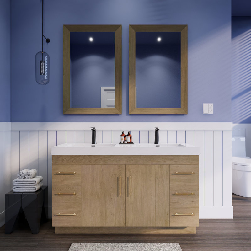 Ensemble de meuble-lavabo double Spring, Chêne blanc, 72"