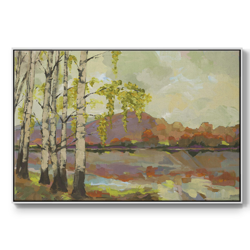 Bouleau - impression sur toile tendue, H 25 po x l 17 po x P 2 po, Cadre blanc