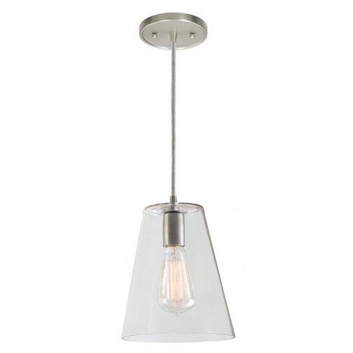 Baptiste 1 - Light Single Pendant, 8" H x 6" W, Pewter