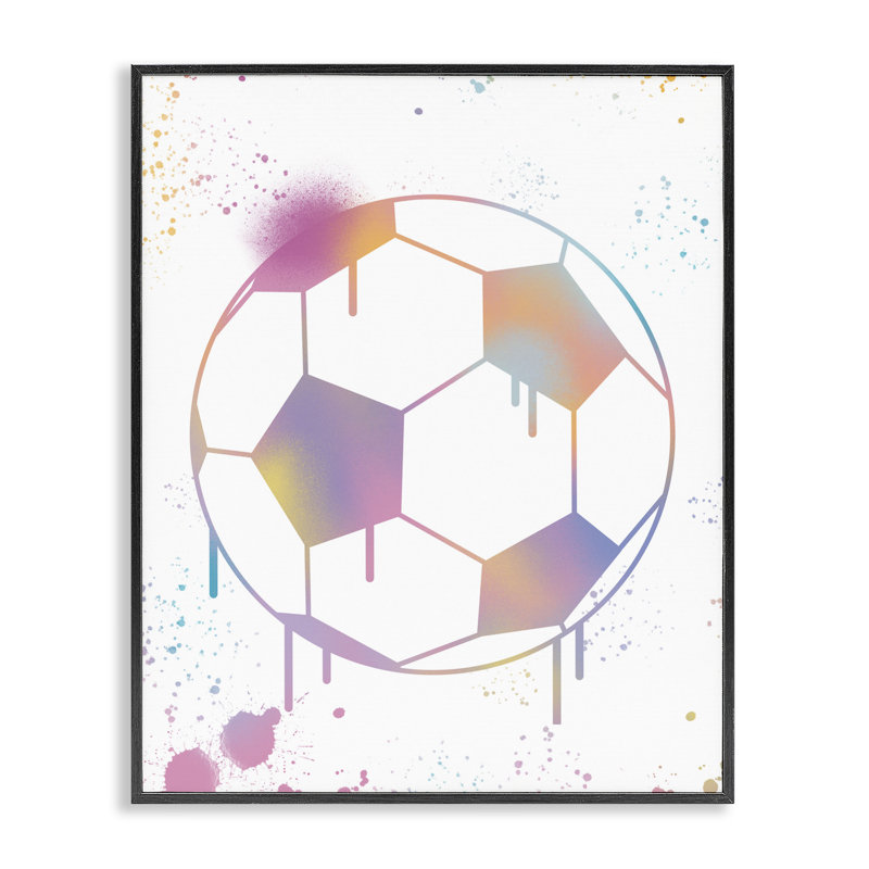 Graffiti, ballon de soccer encadré, estampe numérique, design par Marcus Prime, H 20 po x l 16 po