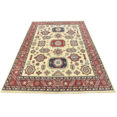 Tapis oriental en laine noué à la main beige / rouge / bleu