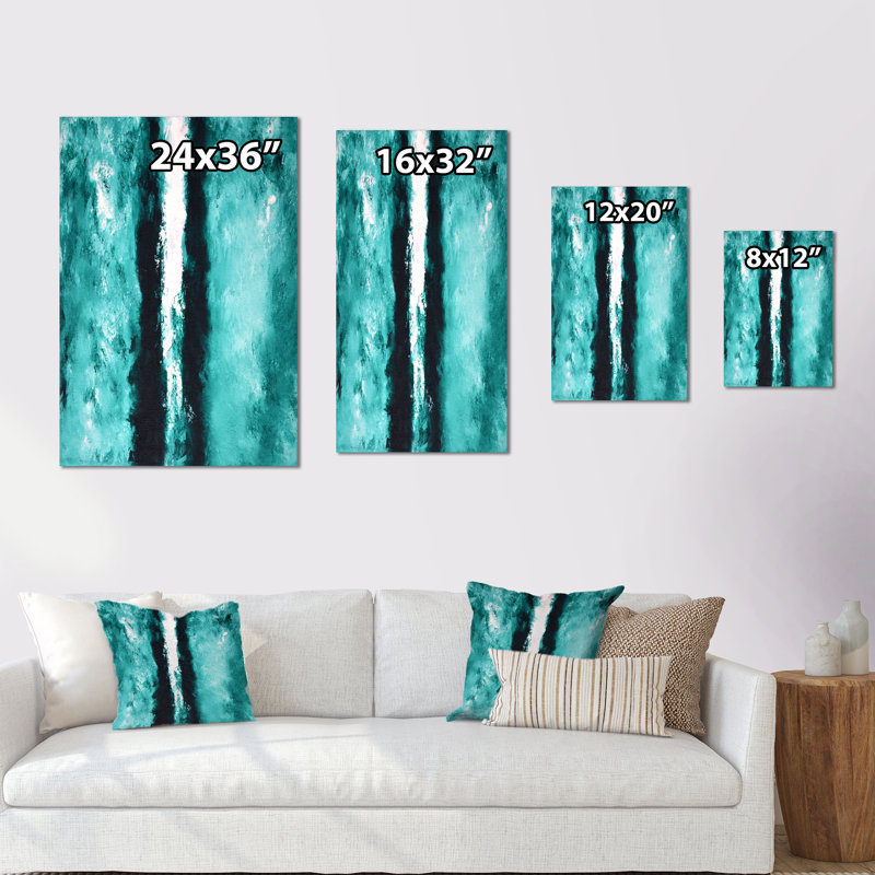 «Colorfields in Turquoise and White» - Reproduction de photo encadrée sur toile, H 12 po x l 8 po x P 1 po, Toile tendue
