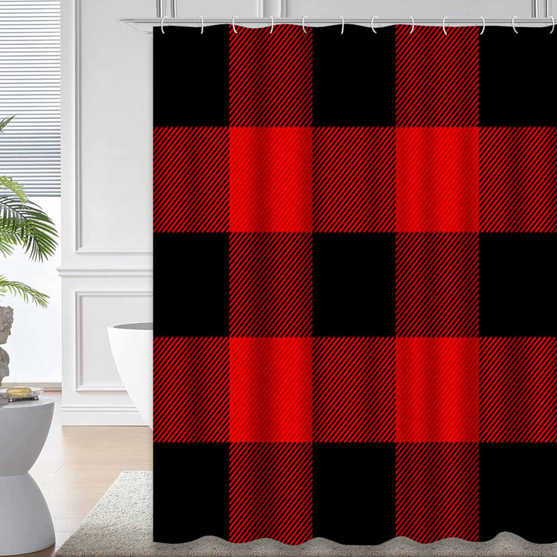 Rideau de douche écossais avec 12 crochets Lumberjack, L 72 po x l 72 po