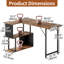 Bureau industriel en forme de L avec tablettes de rangement, bureau d'angle 48 po pour ordinateur portable