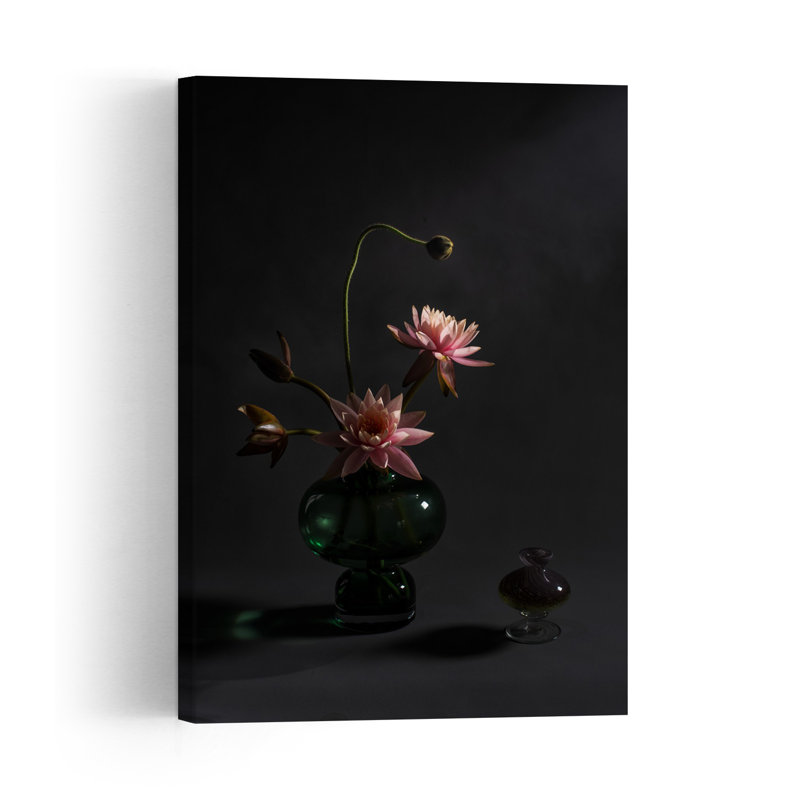 Elegant Pink Lilies Classic Delicate Elegant Lily Lotus Flower Nature Wall Art Print 1 Piece Wrapped Canvas Wall Art